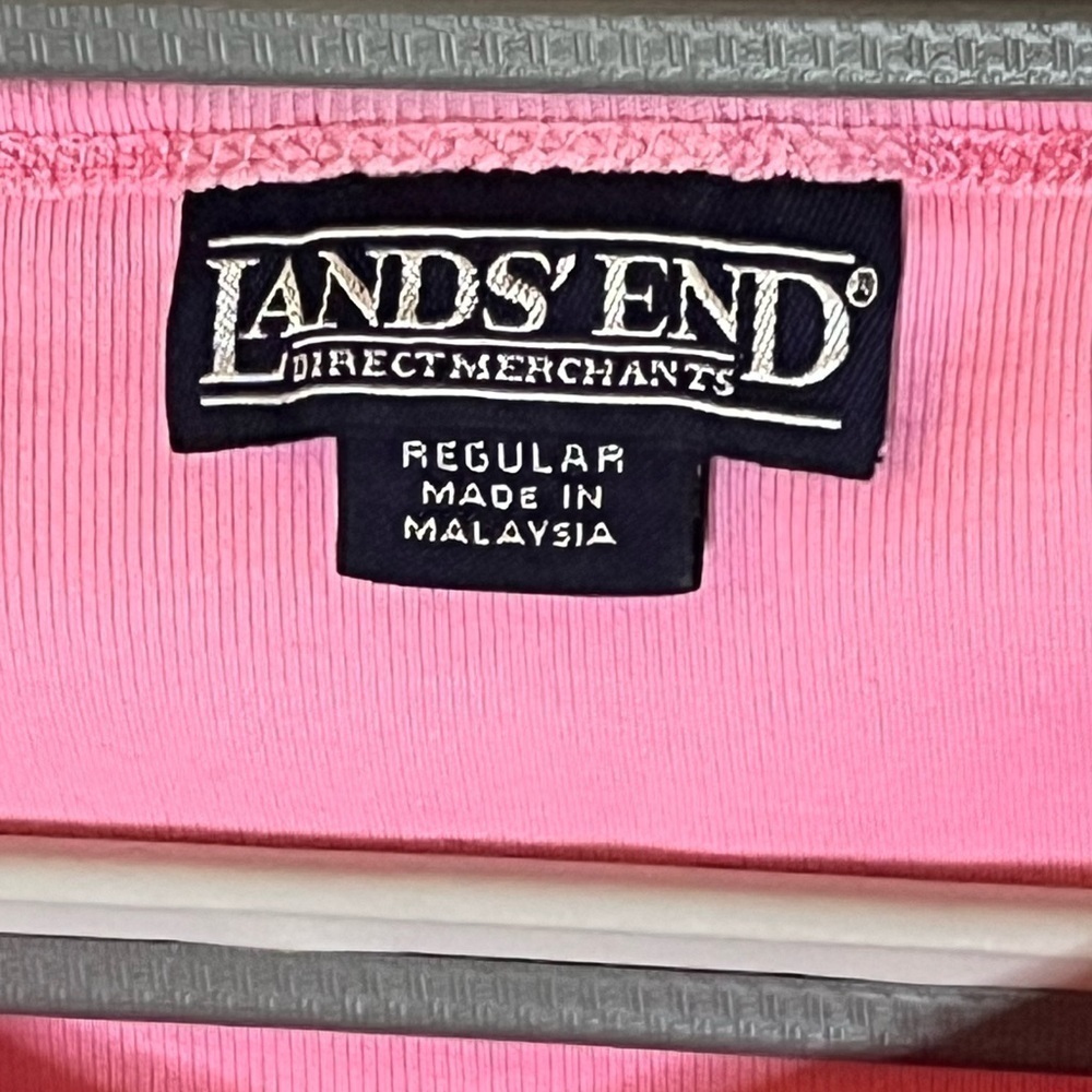 Lands End pink 3/4 sleeve V-neck T-shirt - Picture 3 of 5